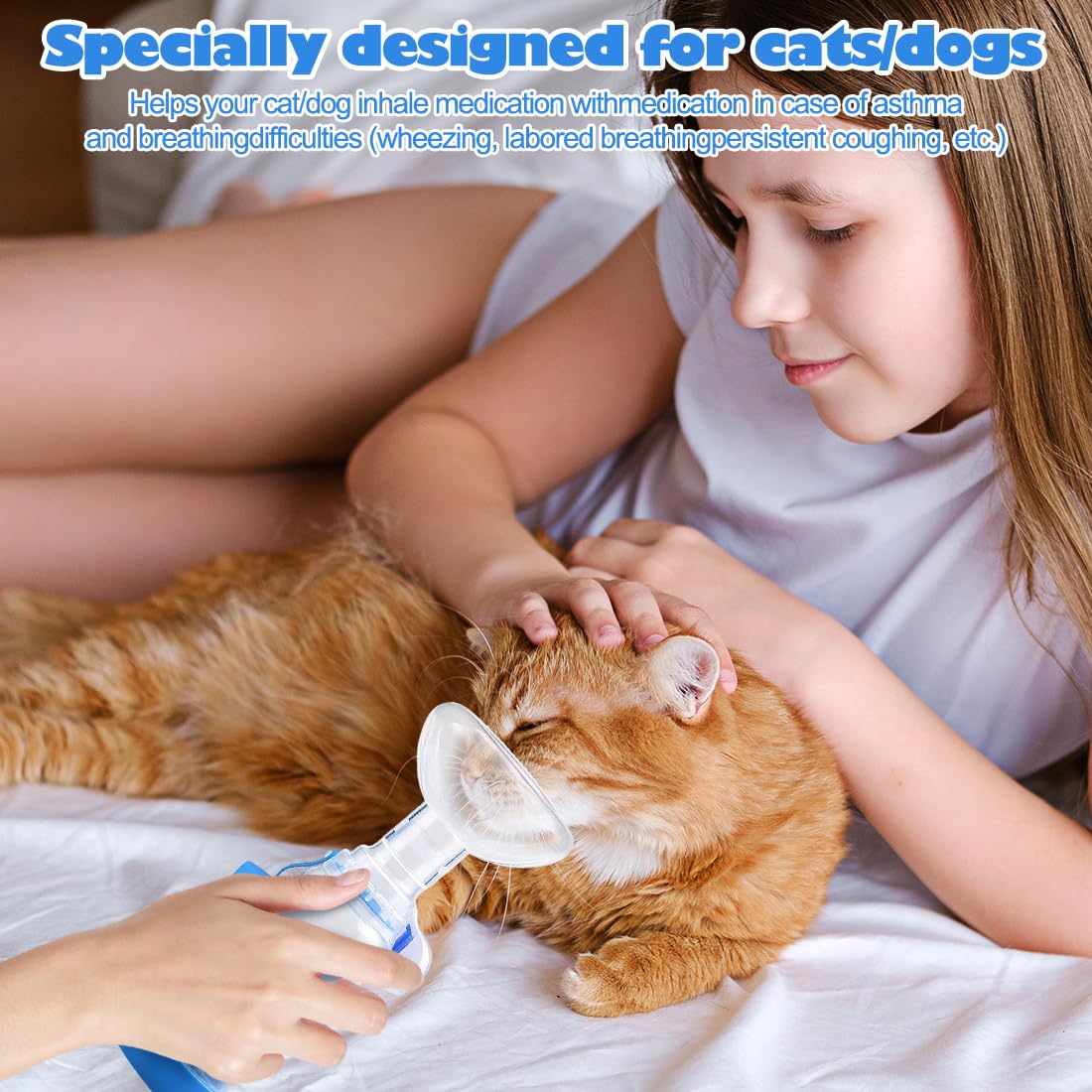 Inhalador para Mascotas con 2 Mascarillas para Gatos y Perros | Cámara de Aerosol con Indicador de Respiración | Compatible con MDI | Mascarilla de Silicona Suave | Ayuda de Inhalación Portátil