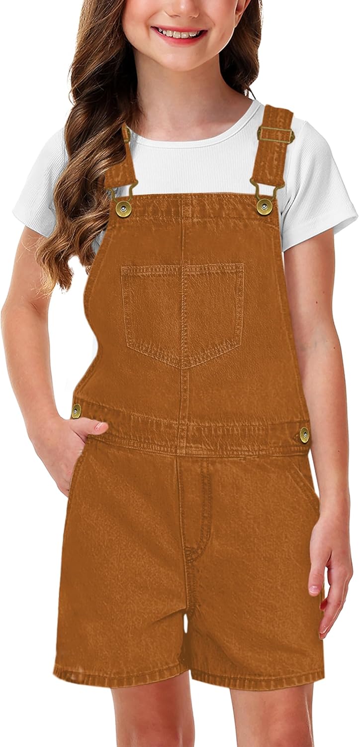 Remimi Kids Overalls Shorts Summer Denim Shortalls Cotton Daily Wear Rompers With Pockets 3-15 Years