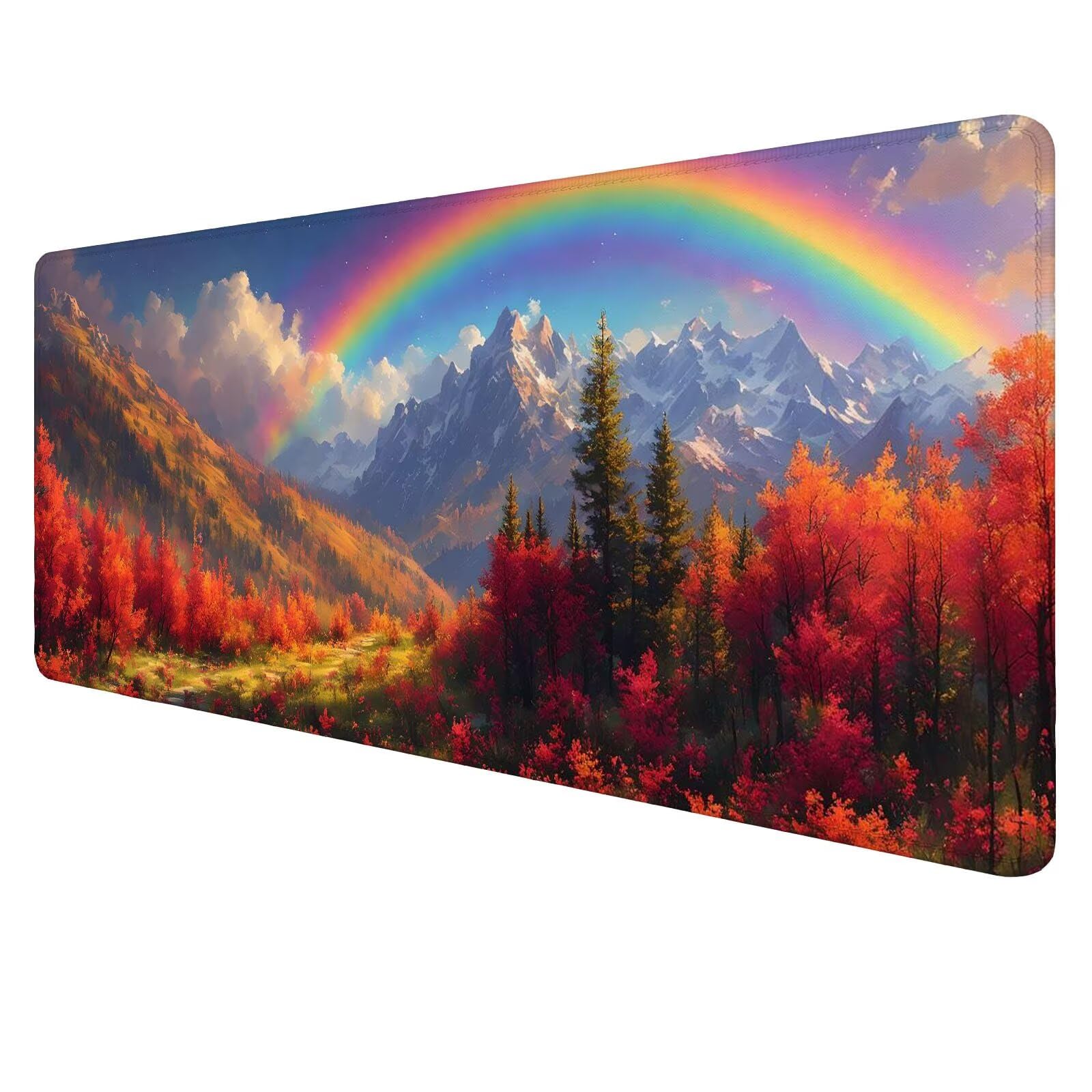 Tęczowa podkładka pod mysz duża mata na biurko gracz krajobraz podkładka pod mysz XXL 1600 x 800 x 3 mm niestandardowa podkładka pod mysz, ochrona akcesoriów biurowych na biurko, do domu dekoracja