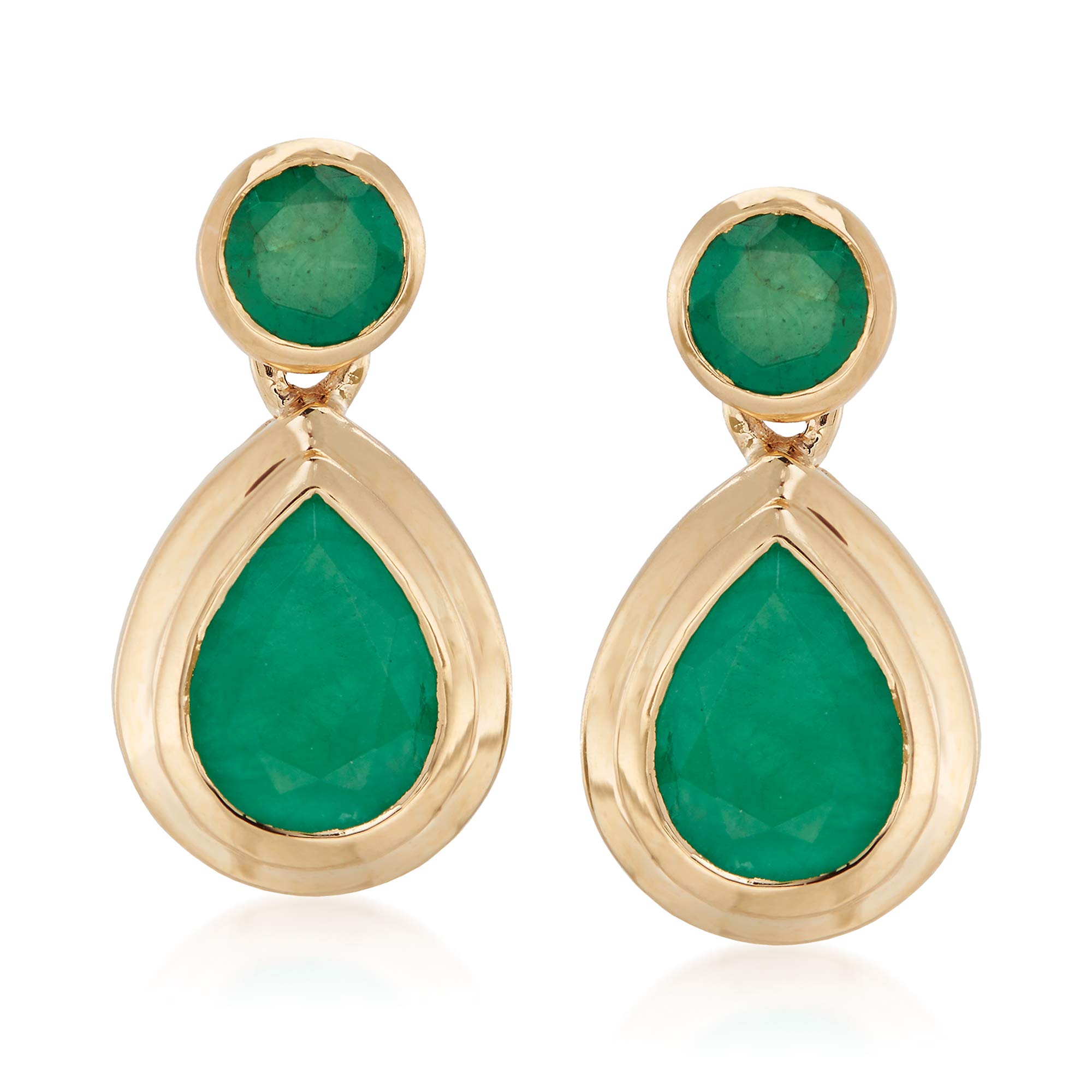 Ross-Simons2.40 ct. t.w. Emerald Drop Earrings in 14kt Yellow Gold