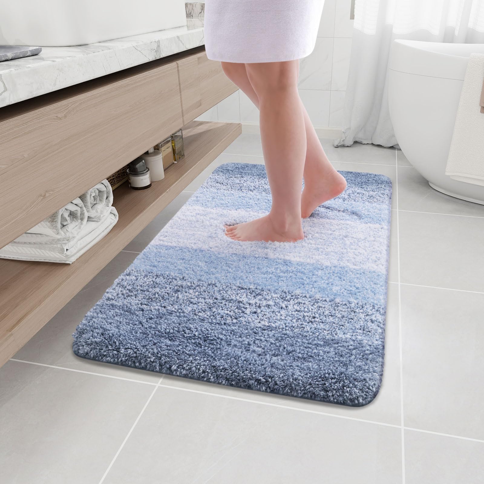 Arotive Microfiber Bathroom Rugs, Shaggy Soft and Absorbent Bath Rug, Non-Slip, Thick Plush Machine Washable Dry Bath Mats for Bathroom, Tub and