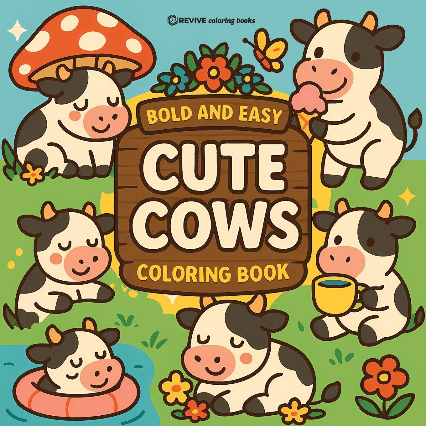 Bold & Easy Cute Cows Coloring Book: Cute & Fun Stress Relief Coloring (Bold & Easy Stress Relief Coloring Books)