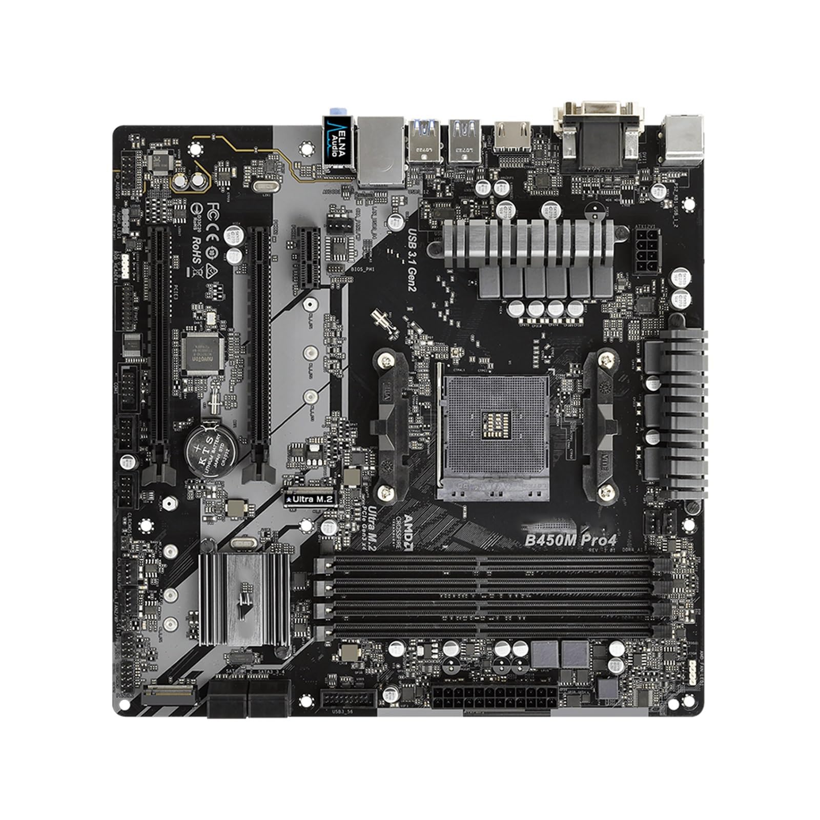 Placa Base La Placa Base Fit For ASRock B450M PRO4 admite 5950X 5800X3D 5700X3D 5600X 5600G 1700X 2700X CPU AM4 4xDDR4 3200MHz mATX
