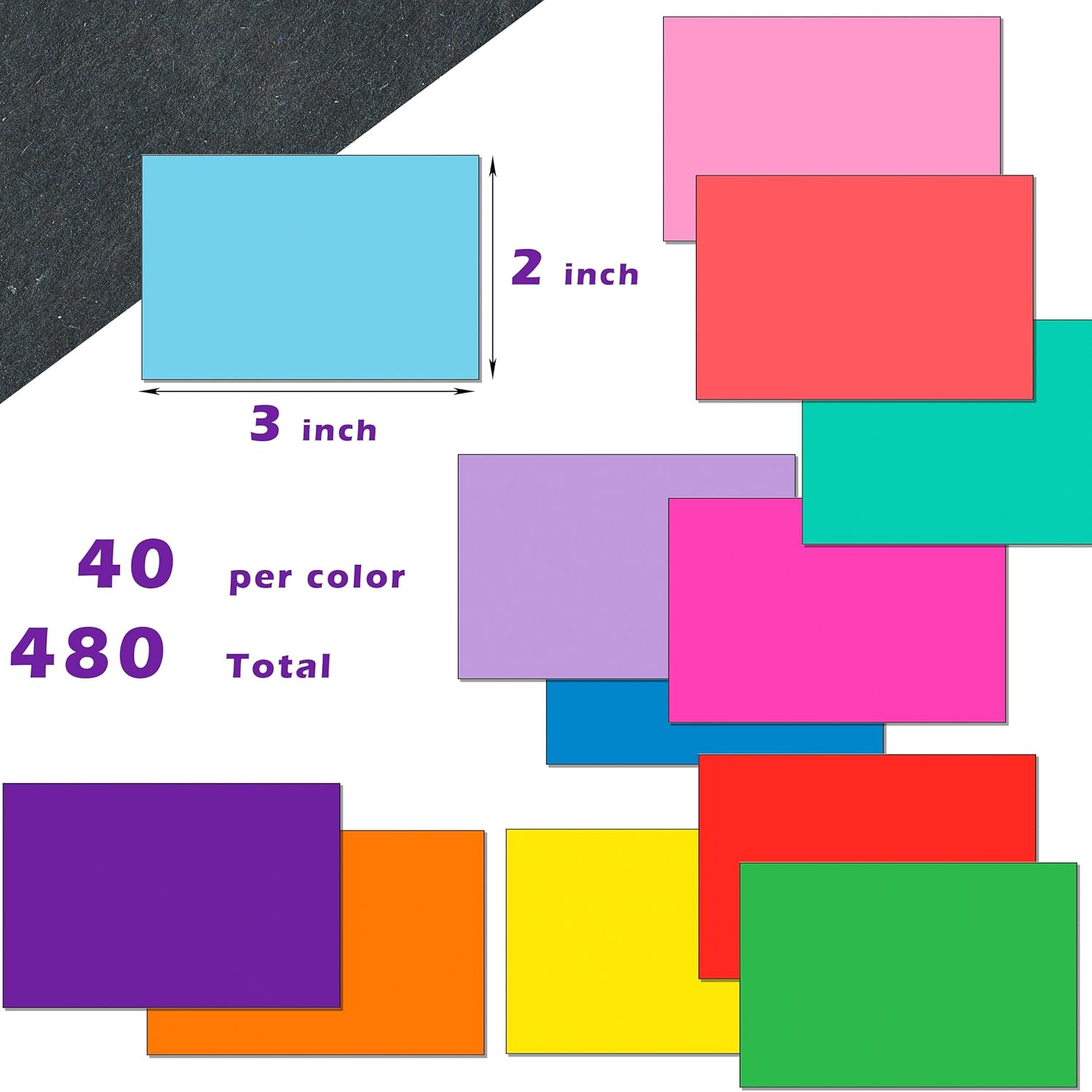 YSHIHE Colored Labels Stickers 3" x 2" Large Color Coding Labels in 12 Assorted Colors Rectangle Name Tags Moving Labels - 480 Pack - Image 3