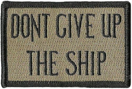 Vista 3 de Parche de bandera de barco Dont Give Up The Ship Negro