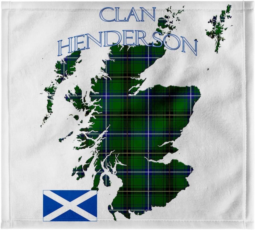 3dRose Outline of Scotland with the Henderson Clan Family Tartan. 22x30 Bath Hand Pool Towel