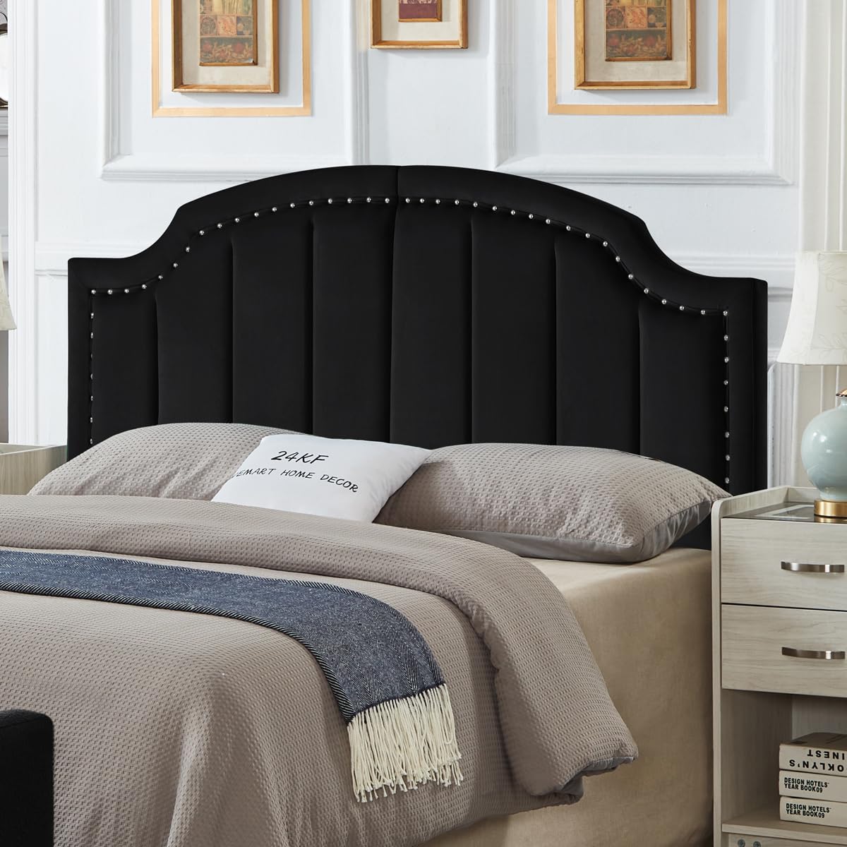 Amazon.com - 24KF Velvet Fabric Upholstered Queen/Full Headboard