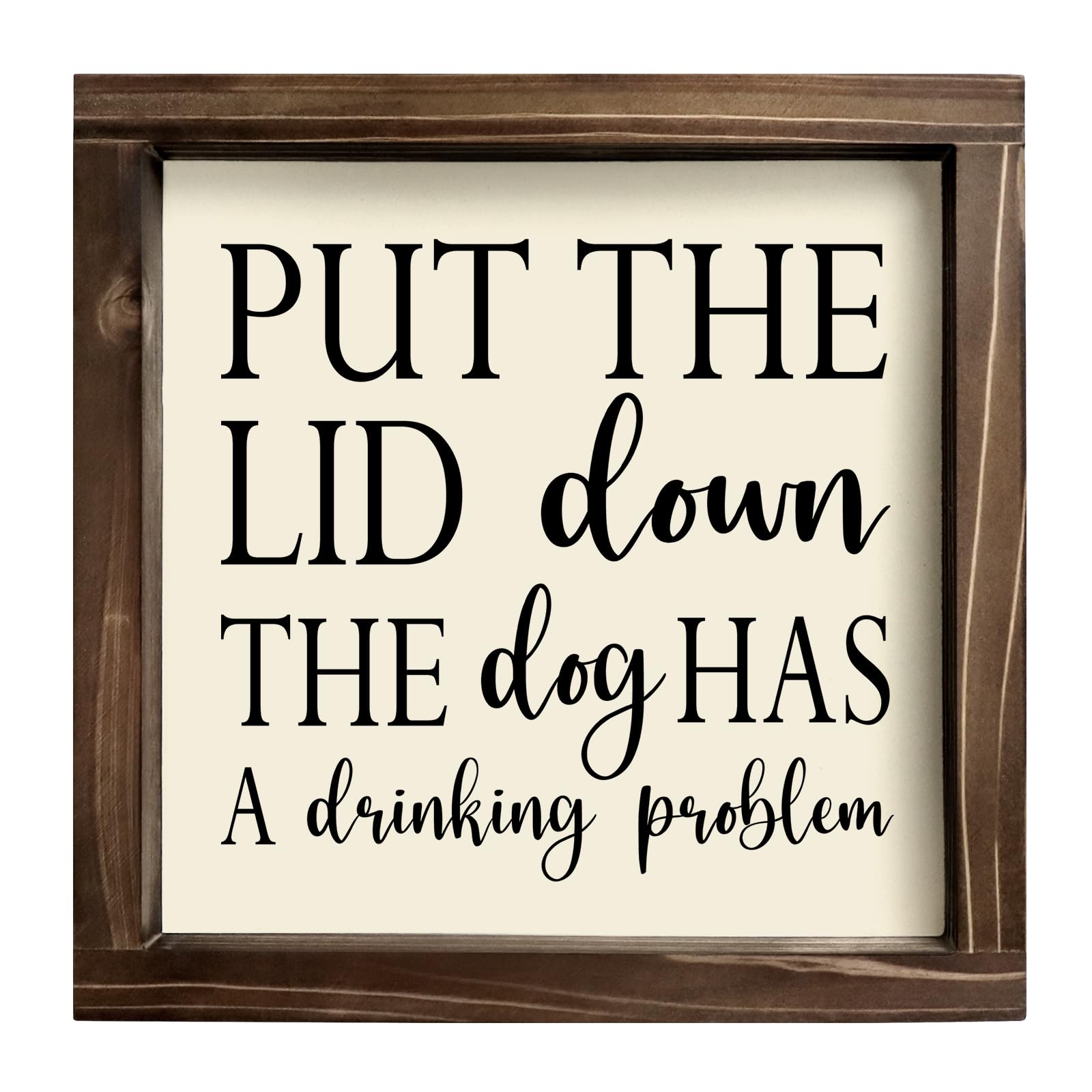 Kercan Bathroom Decor Rustic Wood Restroom Sign Funny Bathroom Wall Decor - Put the Lip Down Sign Funny Bathroom Signs Apartment Decor for Toilet