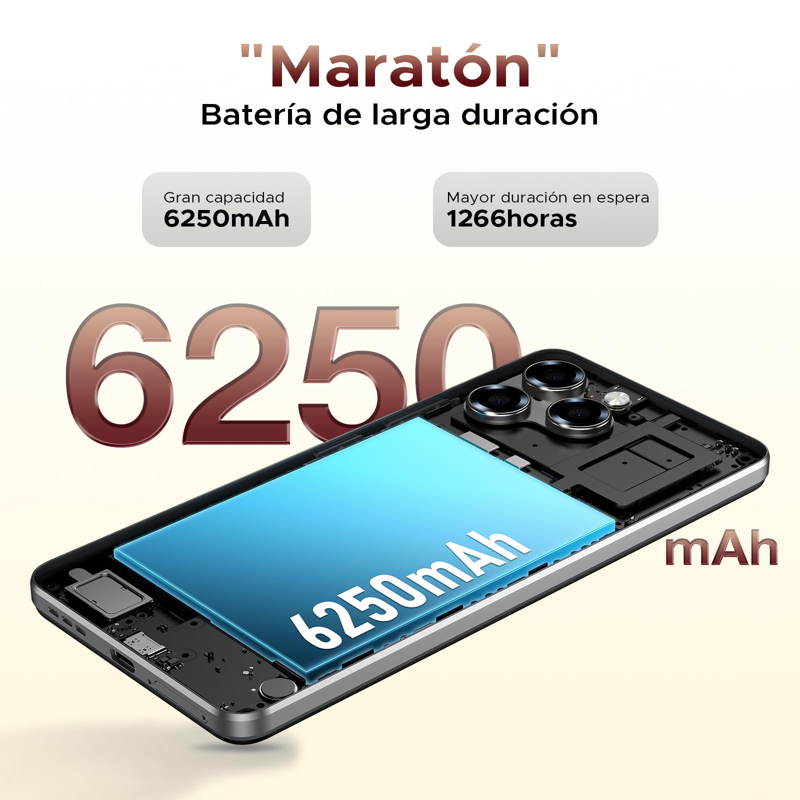 Note 58 Teléfono Movil Android 15, 6250mAh Batería, T7250 Octa Core, 32GB+128GB Smartphone, 6,56" HD+ IPS 90Hz, 16MP+8MP, Cuerpo de 8,6mm Telefono, Face ID/NFC/OTG/GPS/Doble SIM 4G Movil