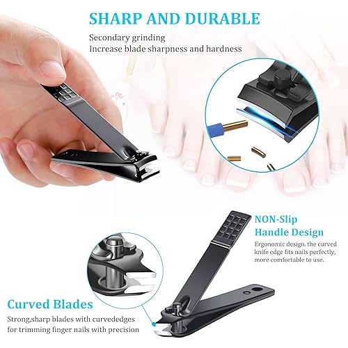 Miniatura 9 de Juego de cortaúñas de acero inoxidable cortador de uñas pedicura kit de lima de uñas afiladas tijeras y cortaúñas para manicura, pedicura, kit para