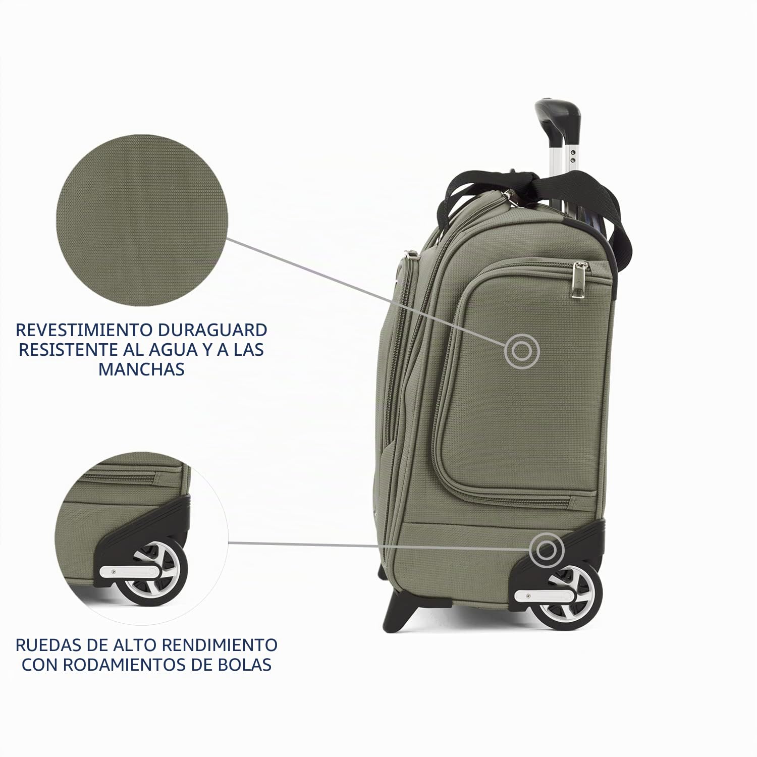 Travelpro Maxlite 5 equipaje debajo del asiento con 2 ruedas y funda para laptop - ligera Maleta de mano con bolsillo impermeable removible y colgante - Maleta de viaje verde pizarra-39x34x21cm