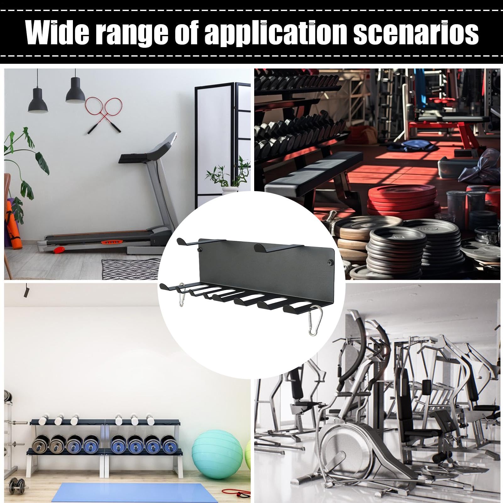na taśmę oporową, organizer na sprzęt fitness, uchwyt montowany na ścianie o solidnej konstrukcji, rozwiązanie do przechowywania domowych pomieszczeń treningowych, akcesoria fitness, na