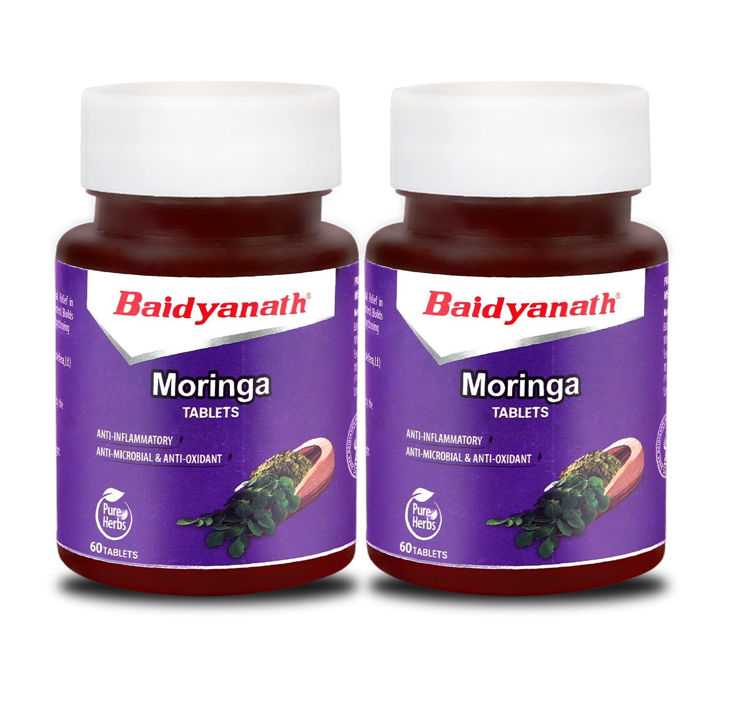 BAIDYANATH AYURVED Moringa Tablets - 120 Tab|Helpful In Overall Health & Wellness |Useful In Boost Metabolism & Digestion|Supports Healthy Cholesterol Level (Pack of 2)
