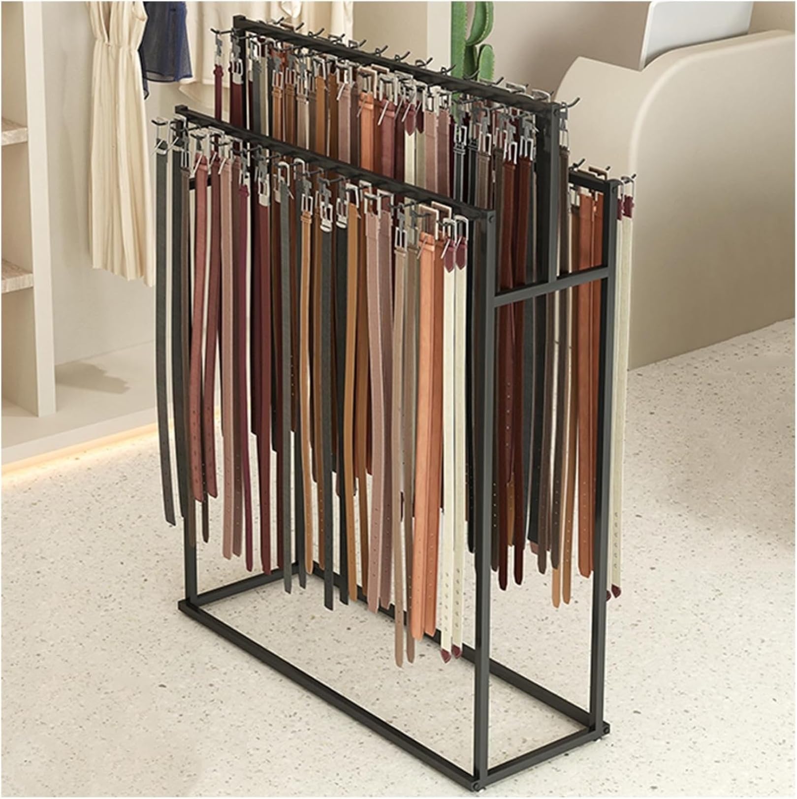 Organizador de cinturón de metal con ganchos para corbatas, bufandas, carteras, armario de hombre, solución de almacenamiento para dormitorio o exhibición minorista