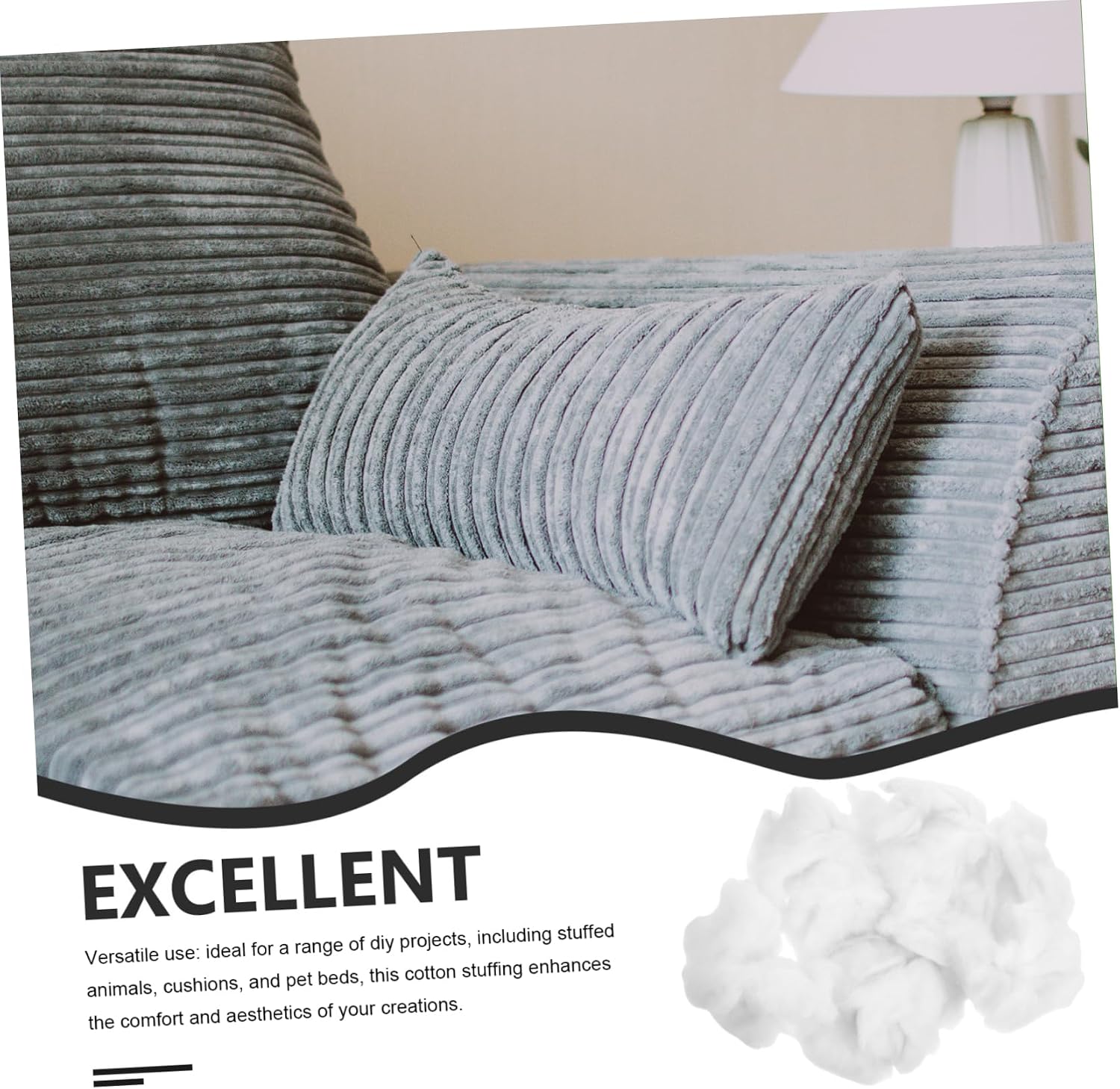 Polyester Cotton Stuffing for Stuffed Animals and Pillows 150g White