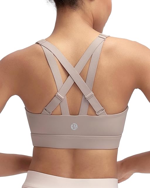 RUNNING GIRL RUNNING GIRL Sports Bras for Women High Support, Adjustable Straps High Impact Sports Bras with Sewn in Pads Workout Running Bra(3209 MICA XXL) Khaki Beige