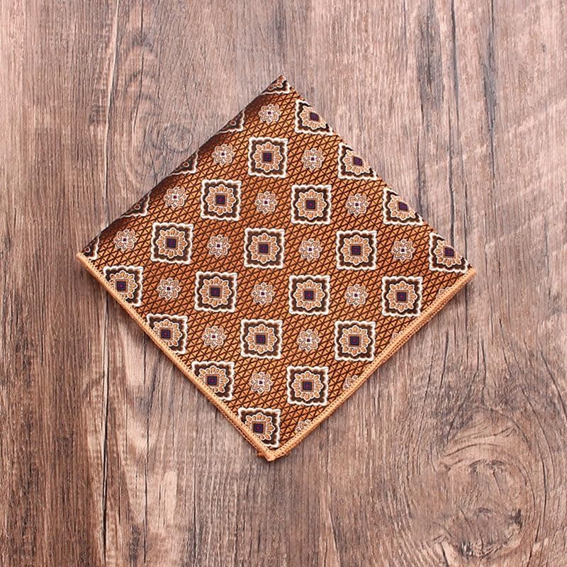 Men's Formal Business Polyester Pocket Square Suit Dress Chestnut Handkerchief Multicolor Geometric