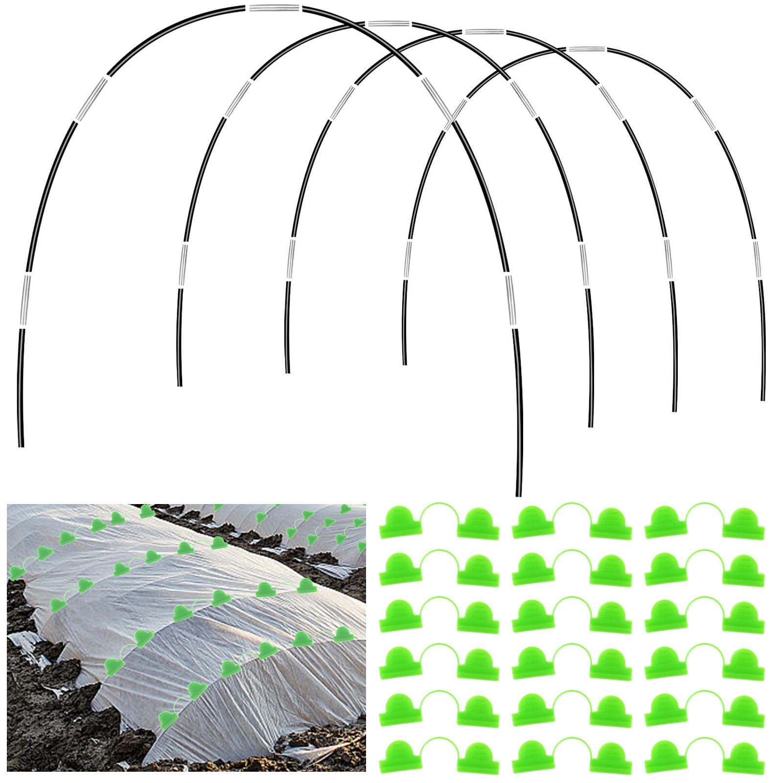 ULELE 36Pcs Garden Hoops for Netting Black Garden Tunnel Hoops for Row Cover Garden Hoops Grow Tunnel Hoop House Greenhouse Tunnel Arches Garden Hoops for Raised Beds 30 Galvanized Joints