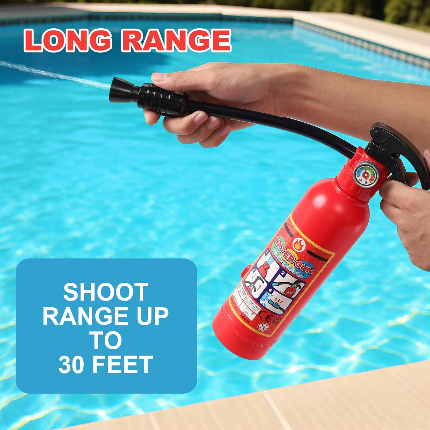Water Gun for Kids, 2 Pack Fire Extinguisher Water Squirt Toys, 550CC Super Range Summer Gift for Swimming Pool Beach Outdoor Water Fighting Play, Halloween Cosplay Props for Boys Girls Children