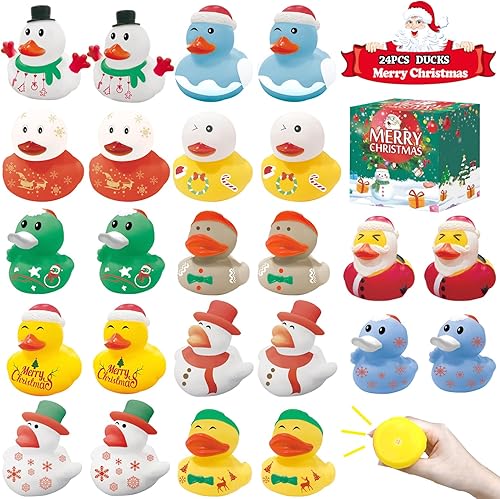 Miniatura 7 de 24 patos de goma de Navidad, mini patos de Navidad, juguetes de baño surtidos (2 pulgadas) para niños, recuerdos de fiesta de Navidad, rellenos de