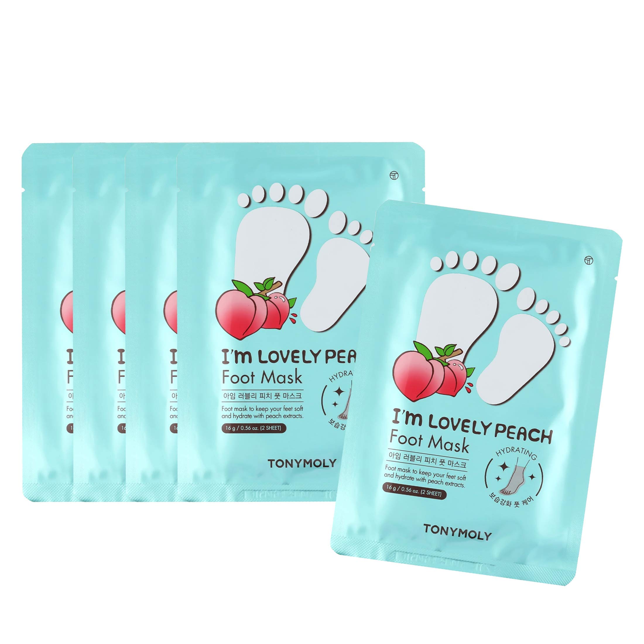 I’m Lovely Peach Foot Mask – 5-Count Hydrating & Soothing Korean Foot Mask with Peach & Honeysuckle Extracts for Soft, Rejuvenated Feet