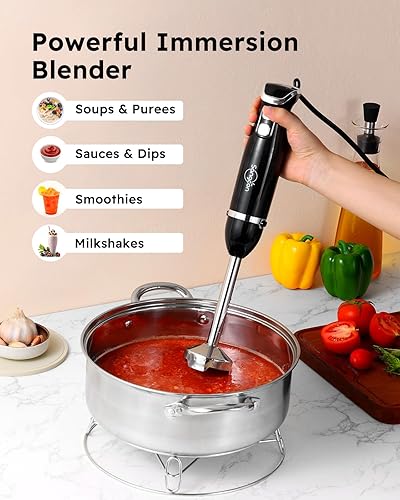Miniatura 3 de Sangcon Immersion Blender Handheld, 3-in-1 Hand Blender Electric, 400W Handheld Blender, Stainless Steel Blade Stick Blender with Whisk, Milk