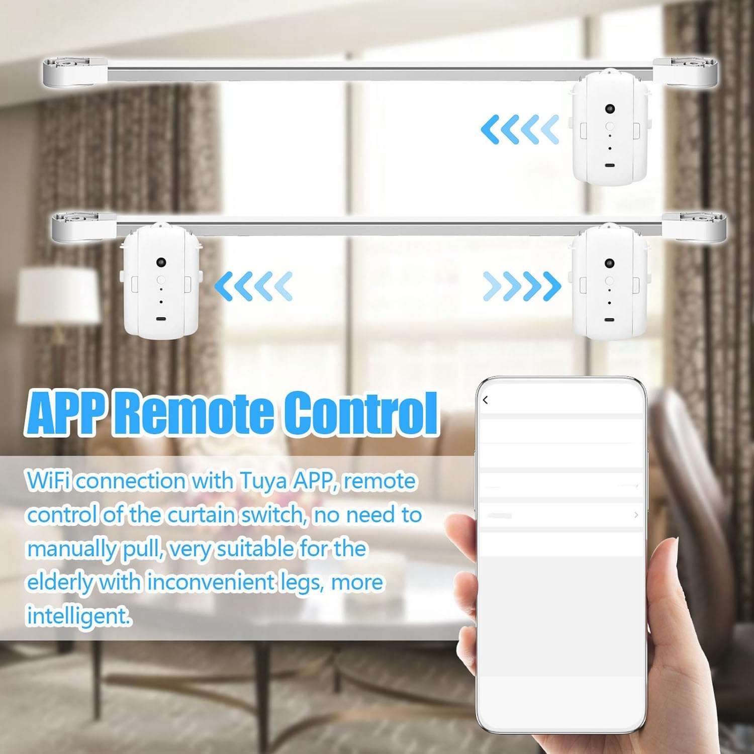 yilin Tuya Smart WIFI Ouvre-Rideau Automatique Piste Rideaux Commutateur Robot TéLéCommande pour Alexa Google Home Single