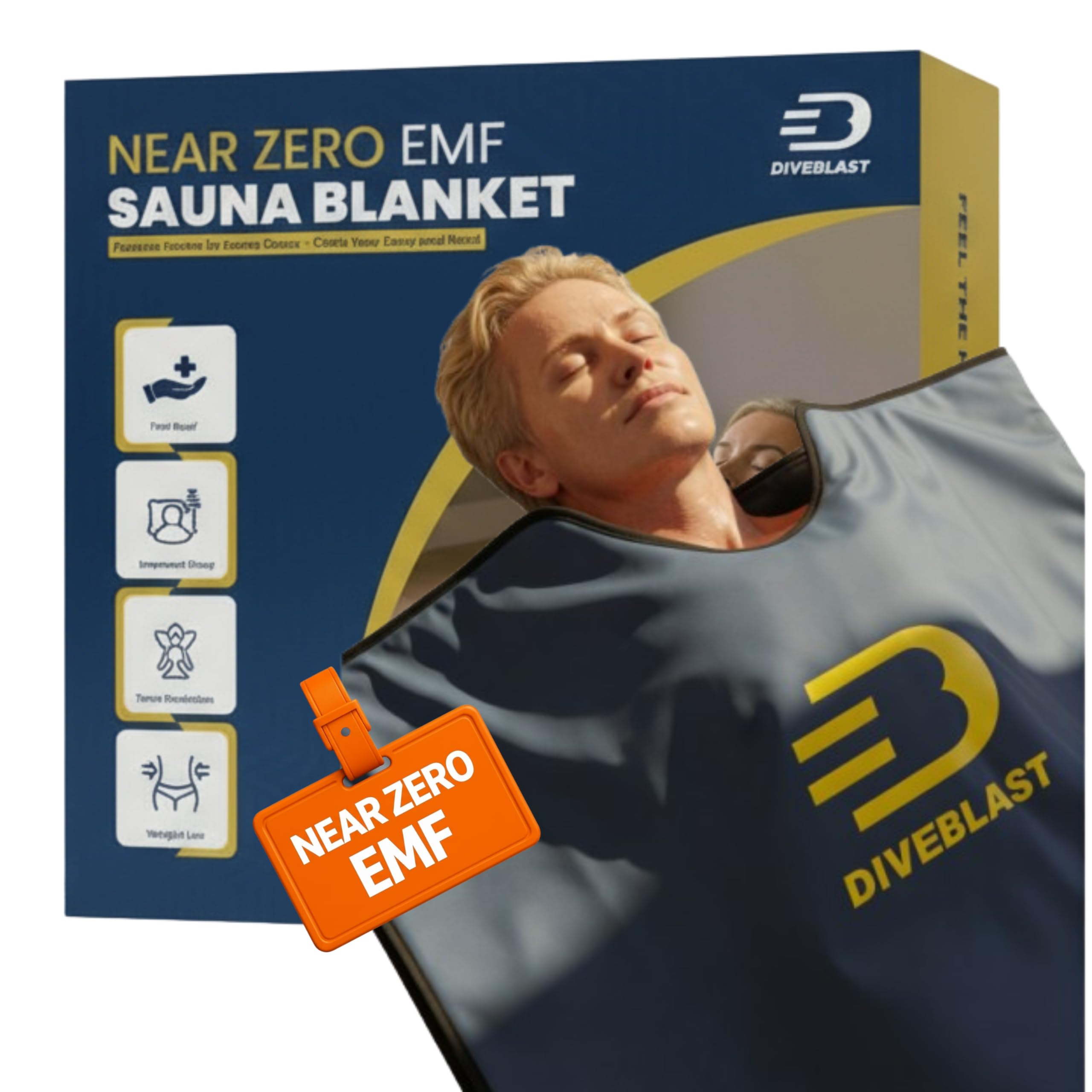 DIVEBLAST Near Zero EMF - Coperta per sauna a infrarossi, colore: Blu inchiostro