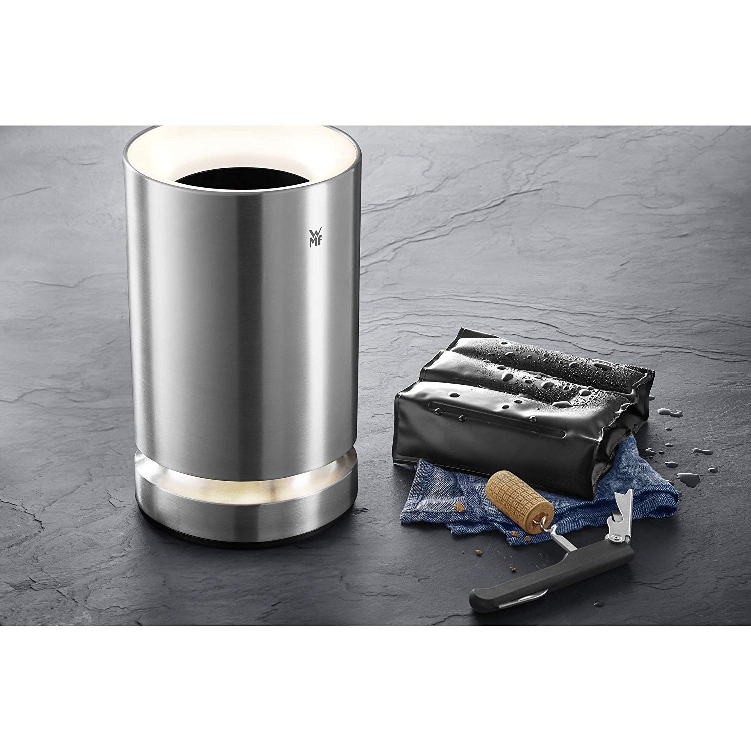 WMF Refrigeratore elettrico a temperatura ambiente, refrigeratore elettrico per champagne o vino, collare di raffreddamento, illuminazione a LED