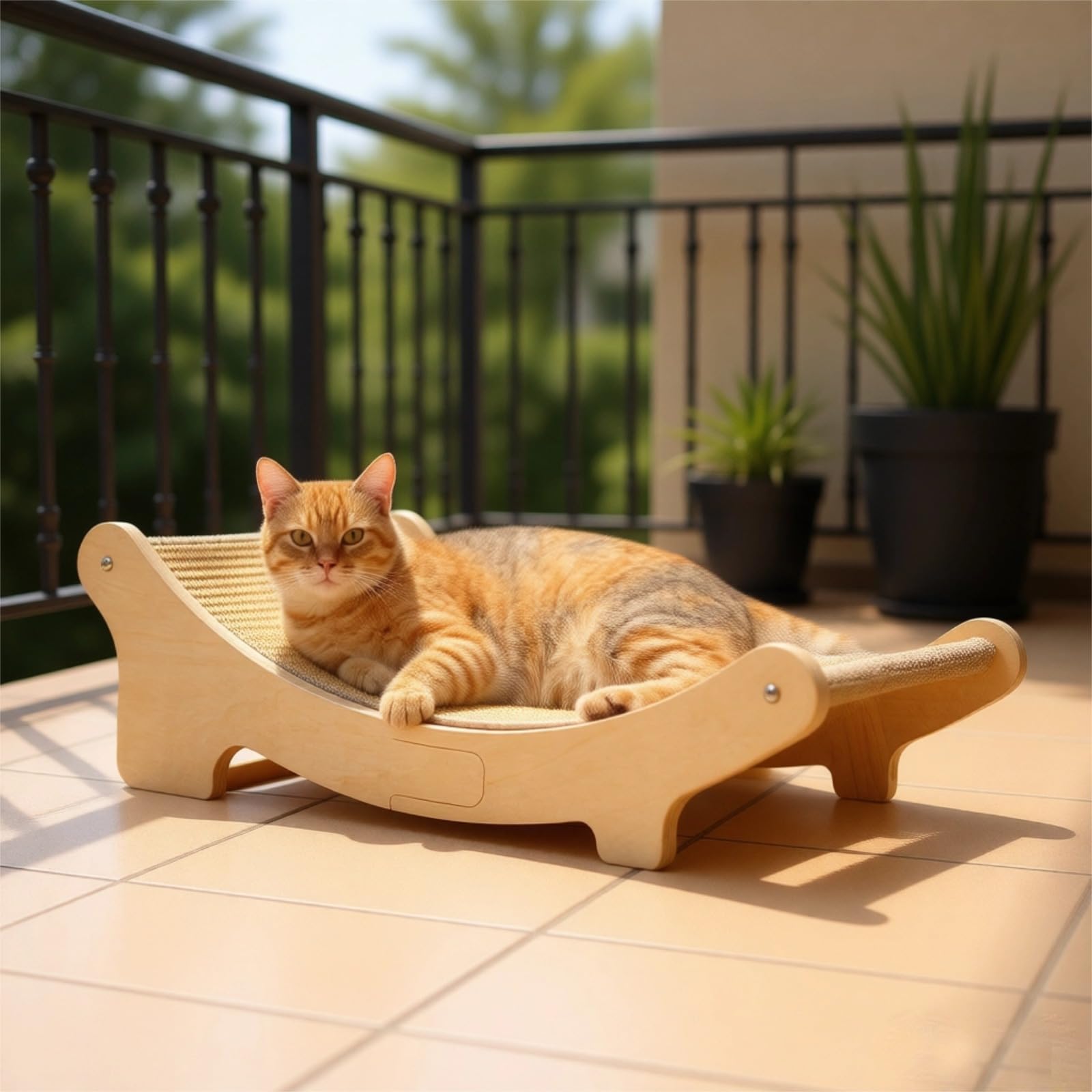 Generisch Tiragraffi per gatti, tappetino tiragraffi curvo in sisal, a doppia funzione, per gatti grandi, 50 x 33 x 17 cm, stabile protezione per mobili in legno massiccio