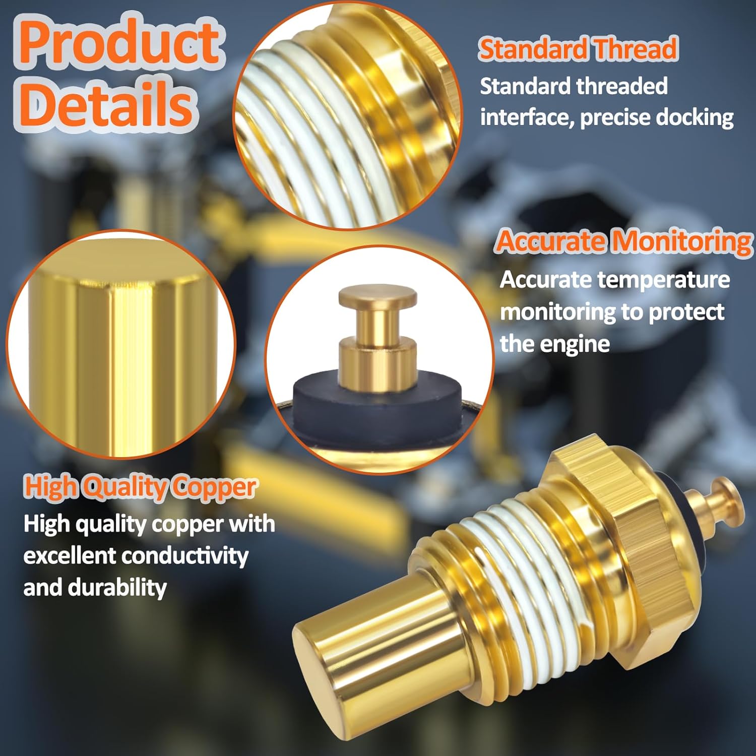 G1852 (12334869) Engine Coolant Temperature Sensor with Pigtail Harness - Compatible with Classic GM Engines for Chevy, Buick, Pontiac, Oldsmobile, Cadillac (1950s-1970s Models)