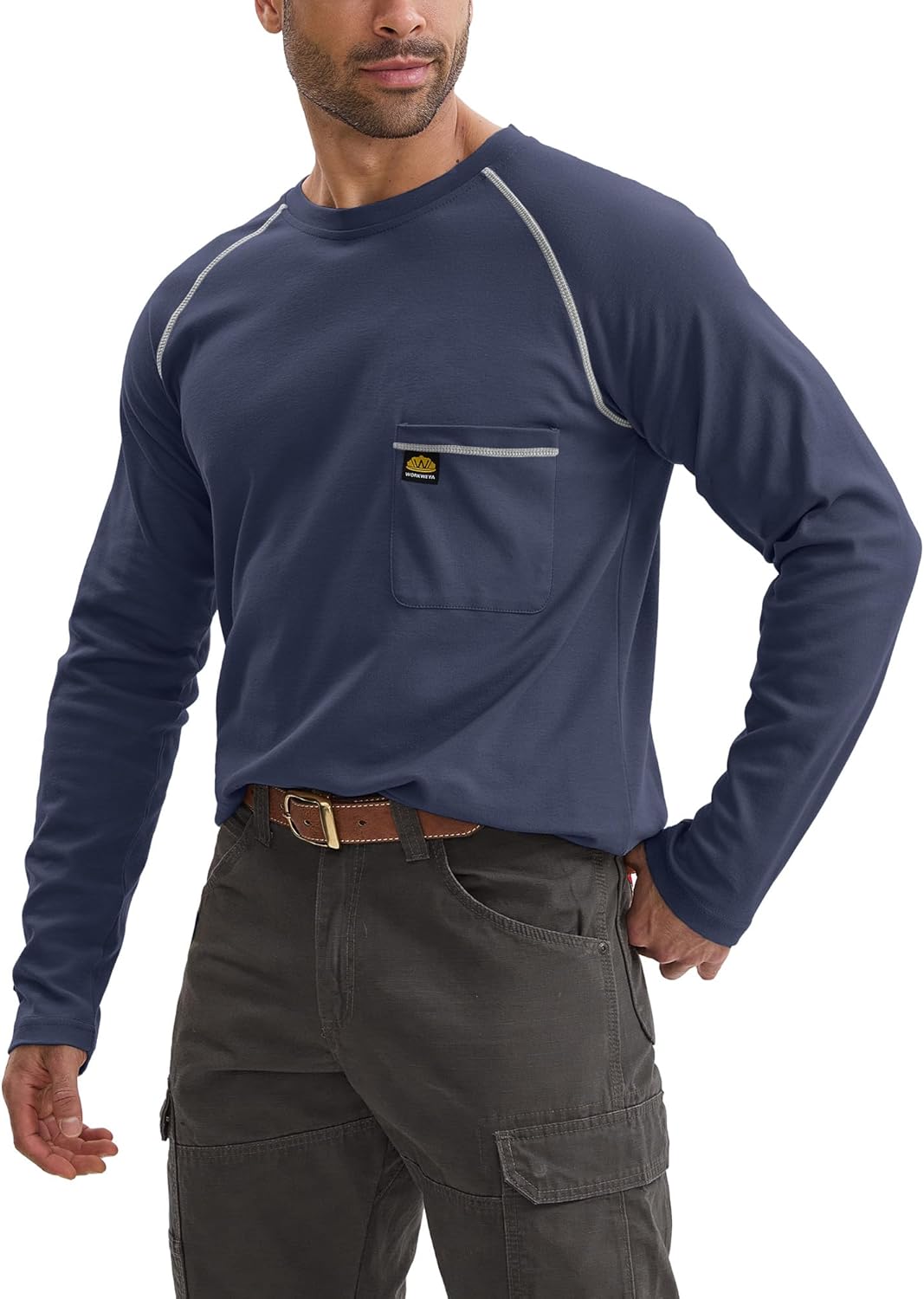 WORKWEYA FR Shirts Flame Resistant Shirt 6.5oz Men's NFPA 2112/CAT2 Long Sleeve Shirt - Image 2