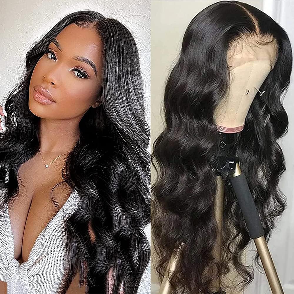 NOBILITY Body Wave Lace Front Wigs Human Hair Pre Plucked Bleached Knots 13x4 Unprocessed Brazilian Hair Transparent HD Lace Frontal Wig Glueless Wig for Black Women with Baby Hair 180% Density 24 Inch