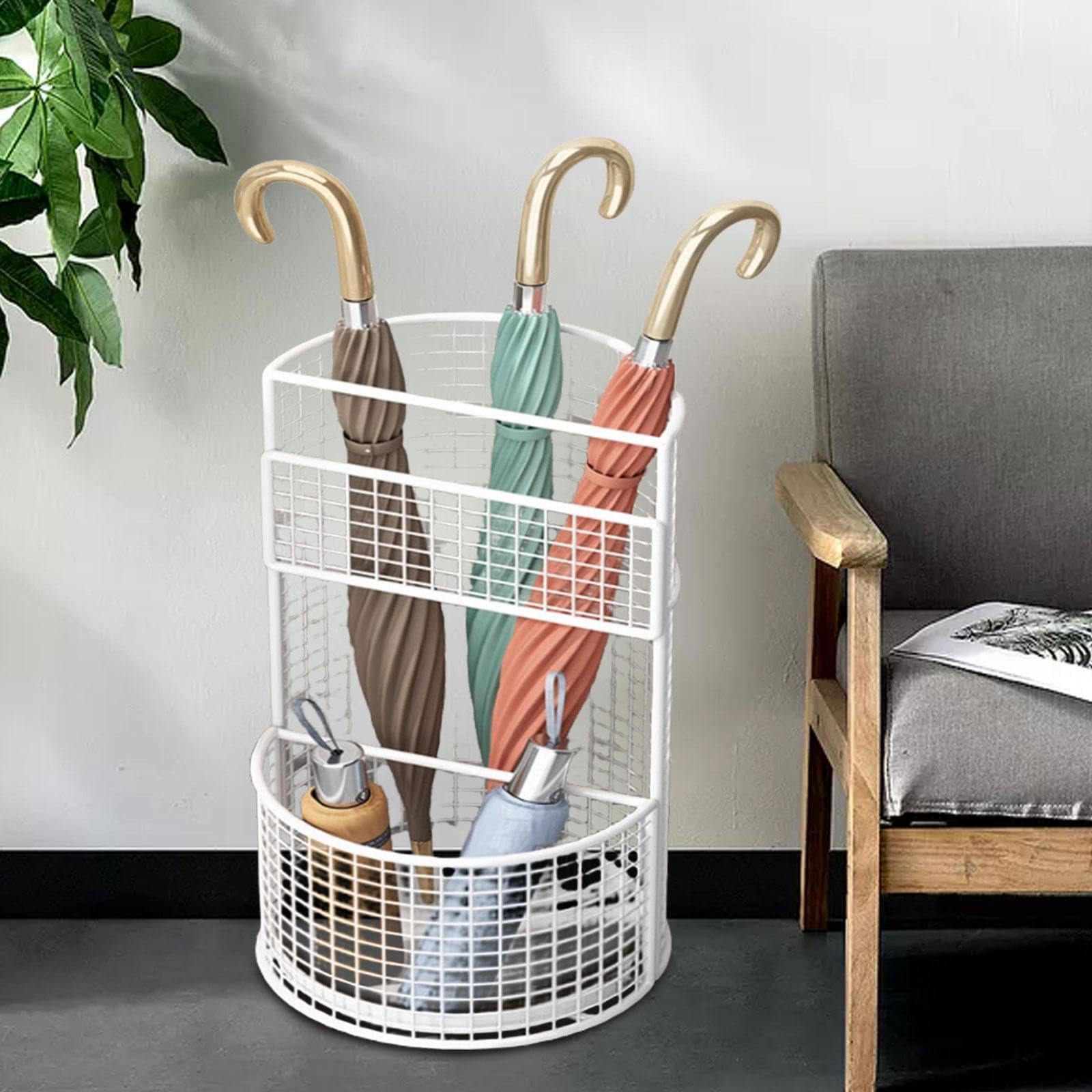 MYCENSE Umbrella Stand Storage Rack Rain Collection Creative Stylish Entryway Umbrella Holder Organizer for Walking Sticks Household, White