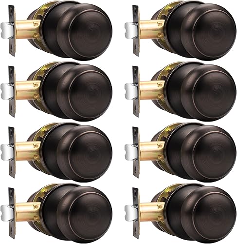 Vista 29 de Probrico Perillas de puerta de paso, manijas de puerta de latón pulido, manijas de puerta de pasillo y armario, cerraduras sin llave, paquete de 10