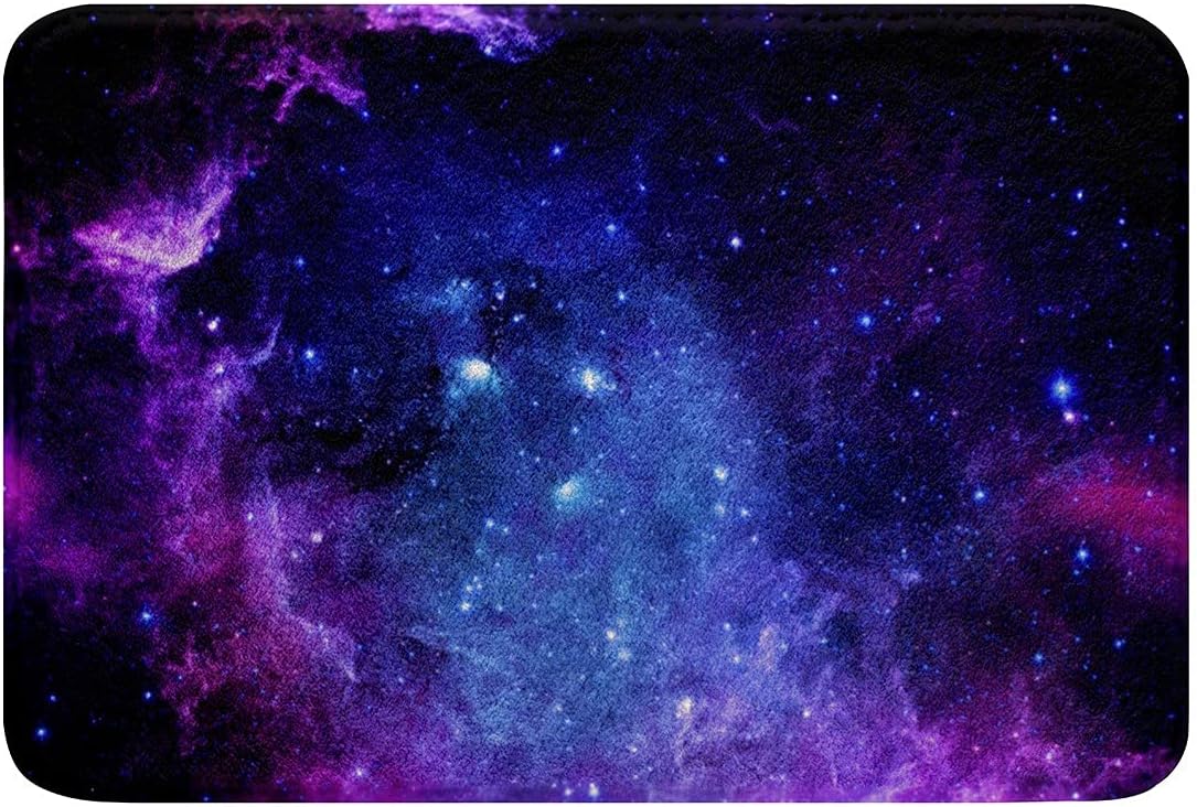 Feelyou Galaxy Bath Mats for Bathroom Non Slip Floor Mats Purple Blue Universe Starry Sky Bath Rugs Set Ultra Thick Soft Microfiber Outer Space Door Mats for Kitchen/Living Room Bedroom Deco