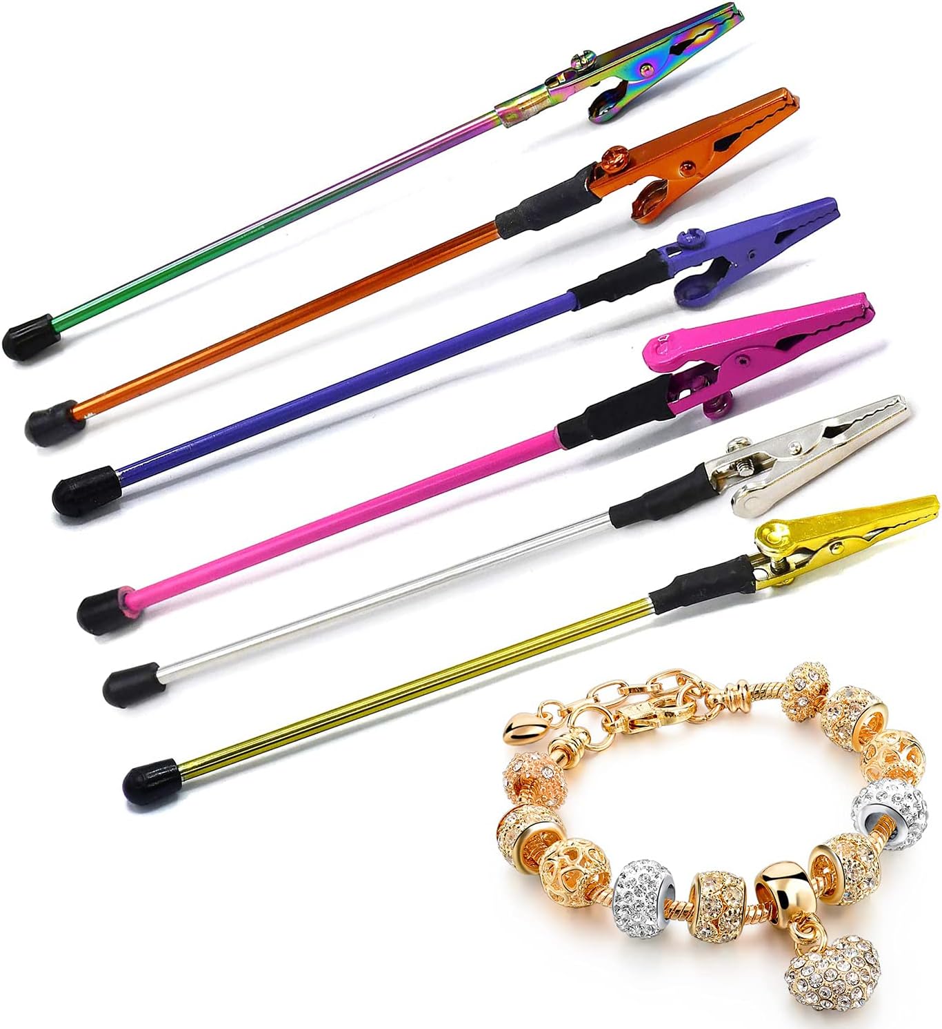 6" Bracelet Tool Jewelry Helper- Bracelet Fastener Helper with Watch Clasps & Zipper Pull. Easy Fastener Bracelet Holder (Mix Color)