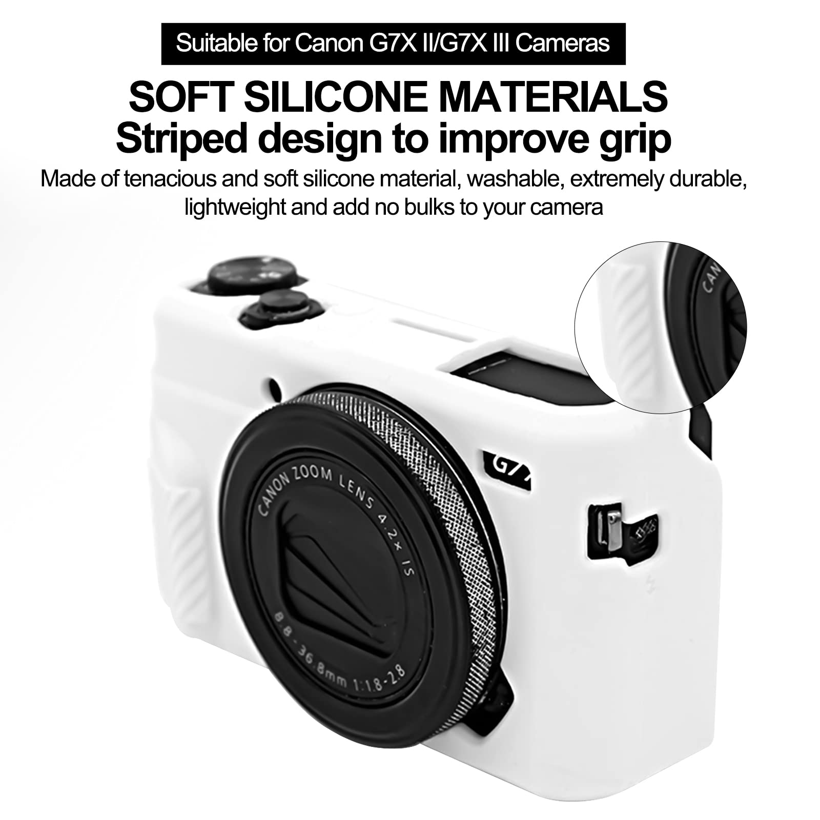 Canon G7 X Mark II etui ochronne silikonowe obudowa aparatu G7X2 biały