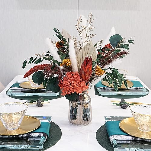 Miniatura 6 de Ramo de flores secas 100% naturales  Ramo de decoración bohemia para el hogar  Arreglos florales de 17 pulgadas para decoraciones de boda del hogar