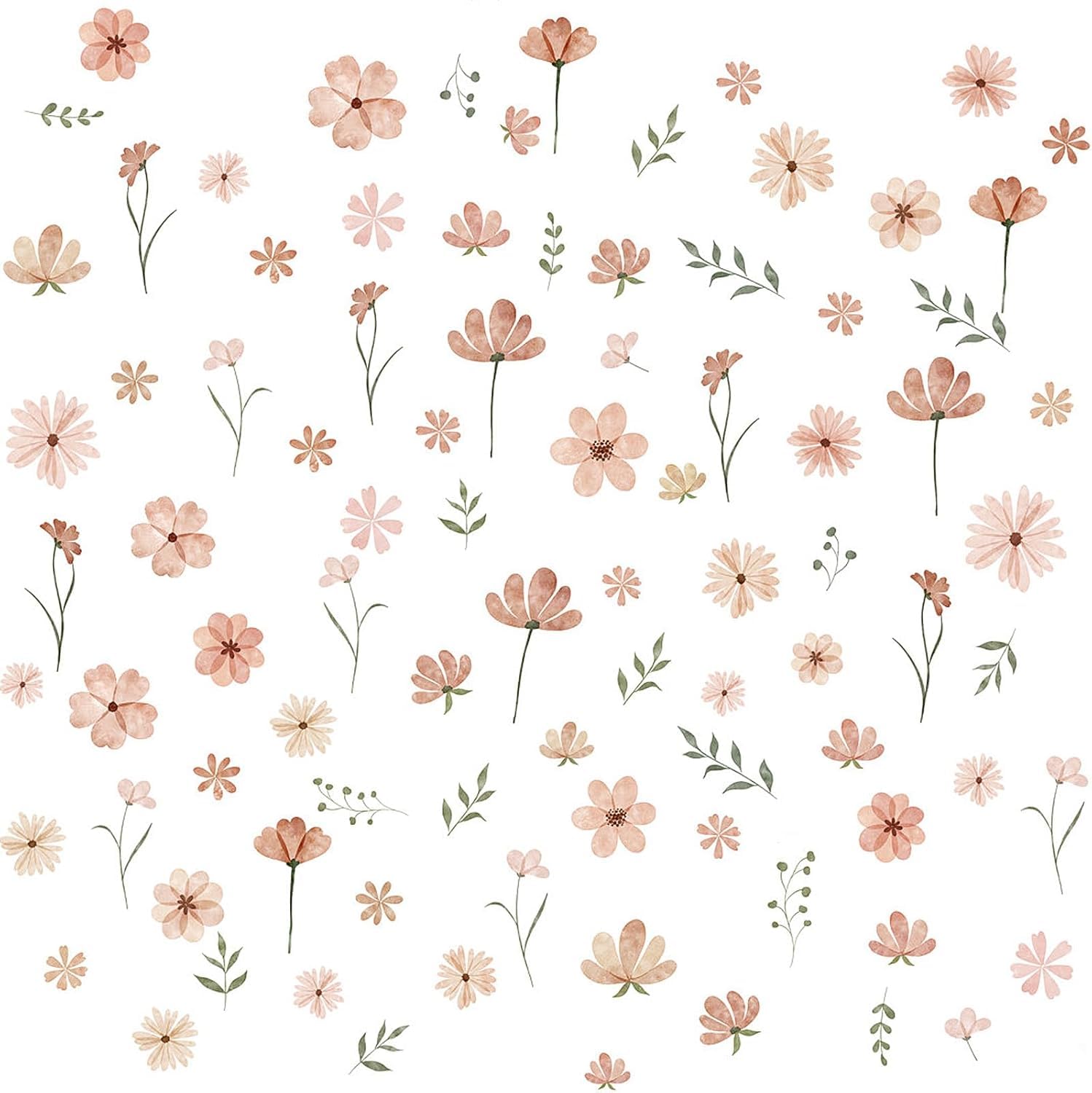 9 Blatt Boho Wandtattoo Blumen, Kleine Blumenmotive Wandsticker, Gemütliche Wandaufkleber, Pflanzen Wandtattoos, Wall Stickers für Mädchenzimmer Schlafzimmer Wohnzimmer Flur Bad Küche