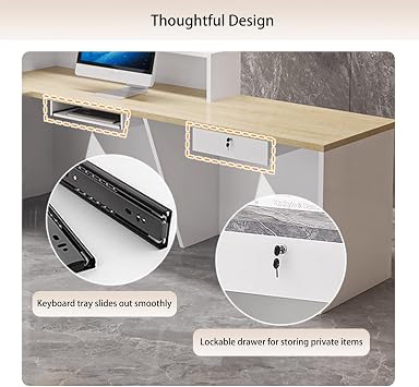 Reception Desk with Counter and Drawers, Front Desk Reception Counter with Light Strip, Checkout Counter for Office,Lobby, Retail, Store, Shop A-Right 140 * 60 * 100cm/55.1''*23.6''*39.4''