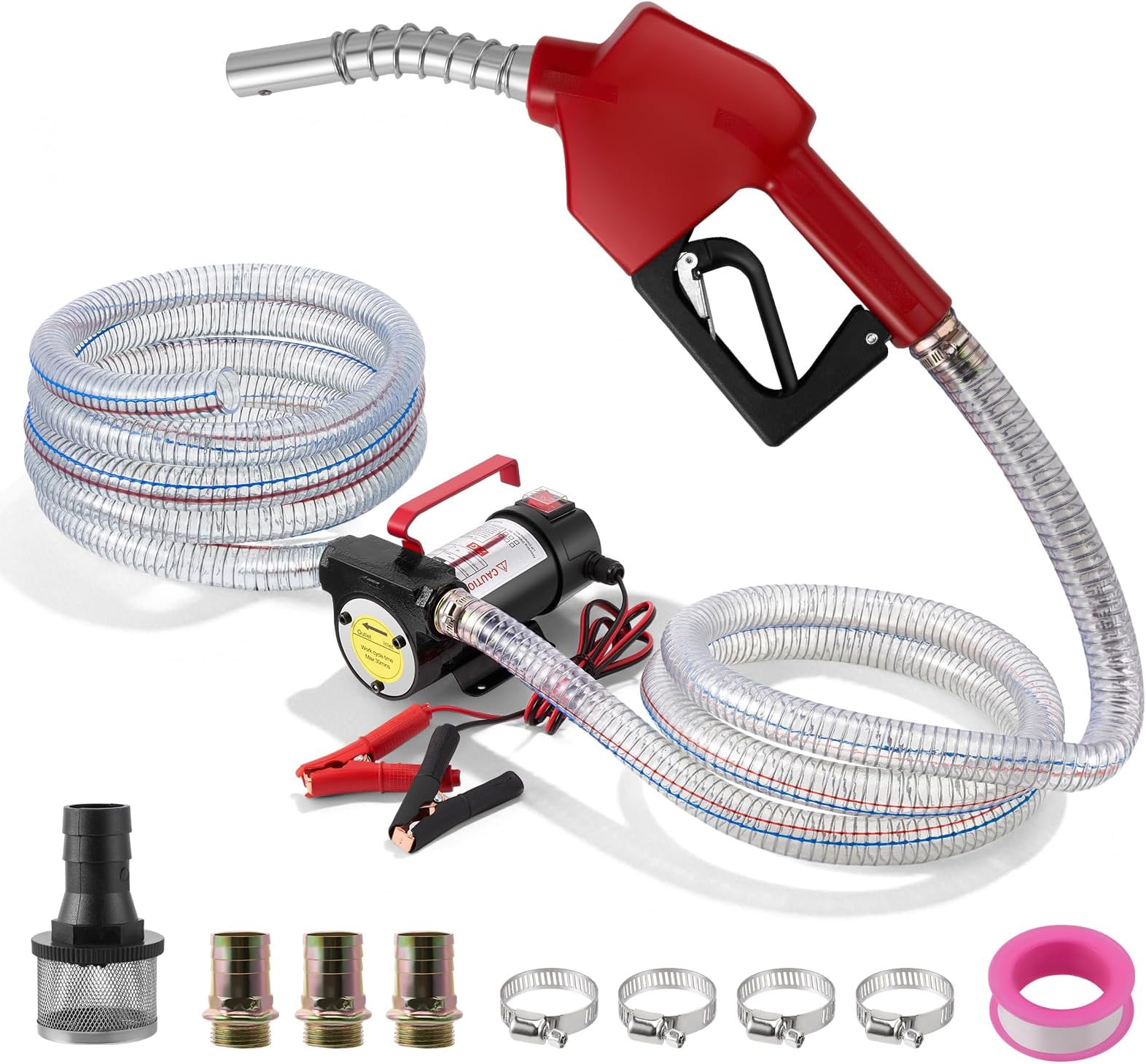 12V 200W Electric Diesel Transfer Pump, 45L/min Fuel Transfer Pumps, Self Priming Fuel Transfer Extractor Pump Kit with Aluminium Manual Nozzle and Hoses