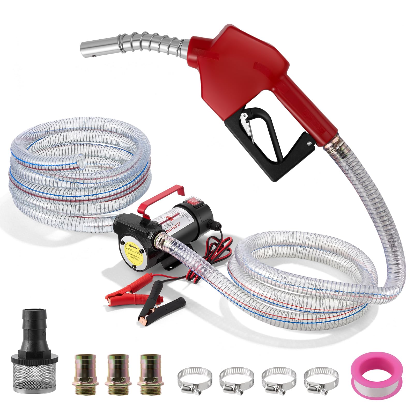 12V 200W Electric Diesel Transfer Pump, 45L/min Fuel Transfer Pumps, Self Priming Fuel Transfer Extractor Pump Kit with Aluminium Manual Nozzle and Hoses