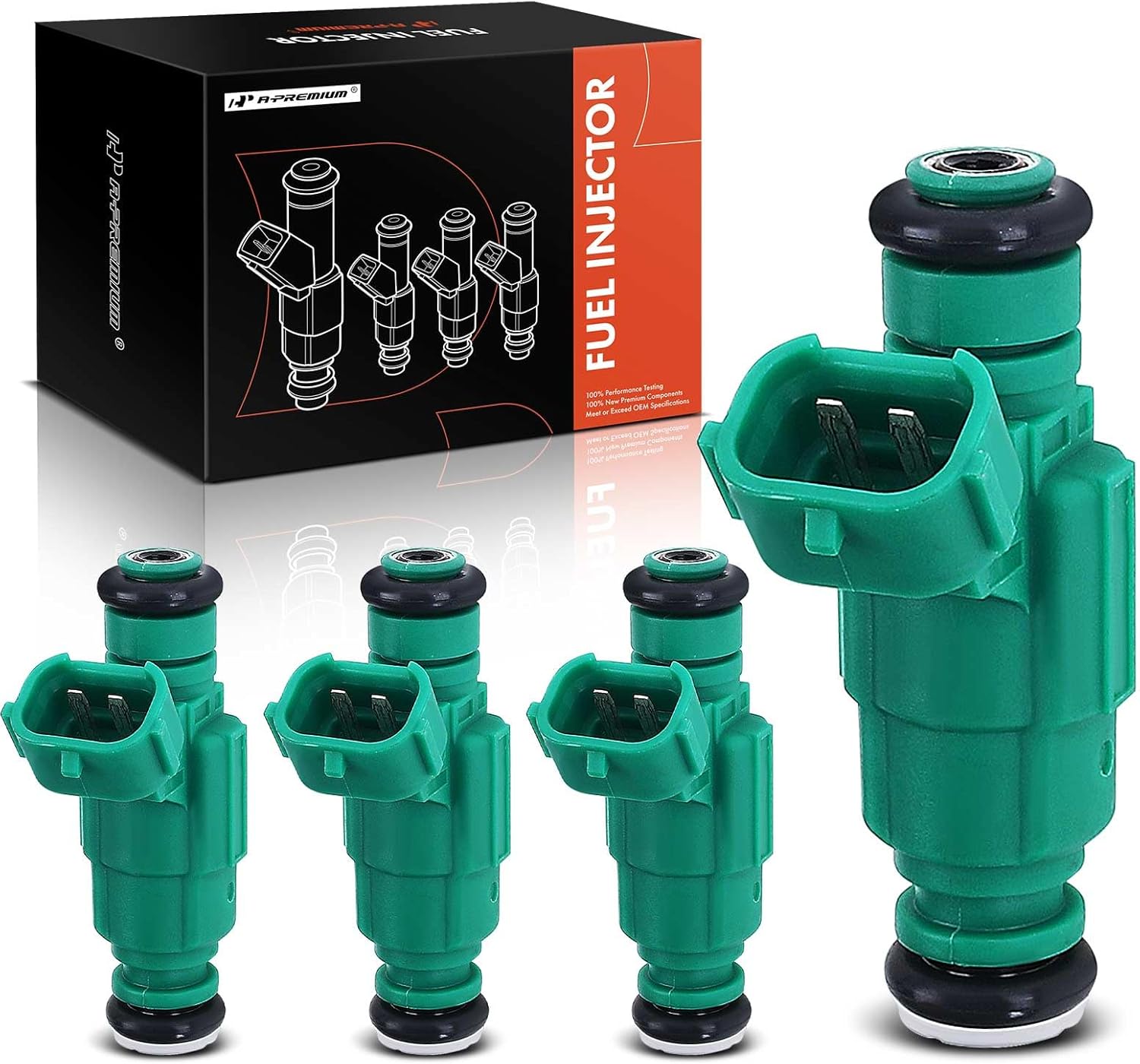 A-Premium Fuel Injectors Compatible with Hyundai Santa Fe 2001-2006, Accent 2006-2011, Sonata 1999-2005, Tucson 2005-2009 & Kia Optima 2001-2006, Rio 2006-2010, Set of 4