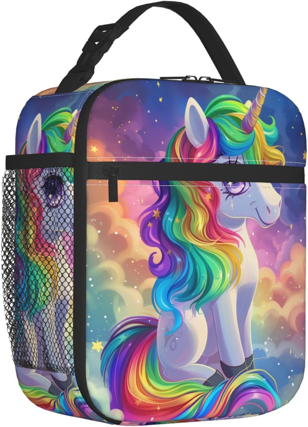 Insulated Lunch Box for Girls Women Adults Unicorn Lunch Bag for Work,Picnic,School,Travel,Hiking, Beach or Fishing Polyester Rainbow Unicorn Lunch Box
