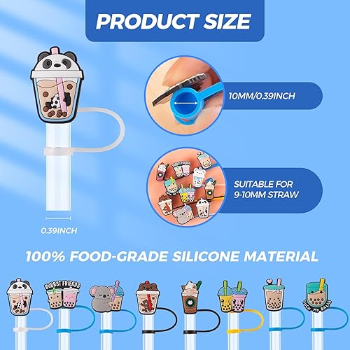 Miniatura 3 de 10 fundas de popote Stanley de 9 a 0.394 in, fundas de popote reutilizables para vasos Stanley de 3040 onzas, adornos de pajita impermeables Stanley