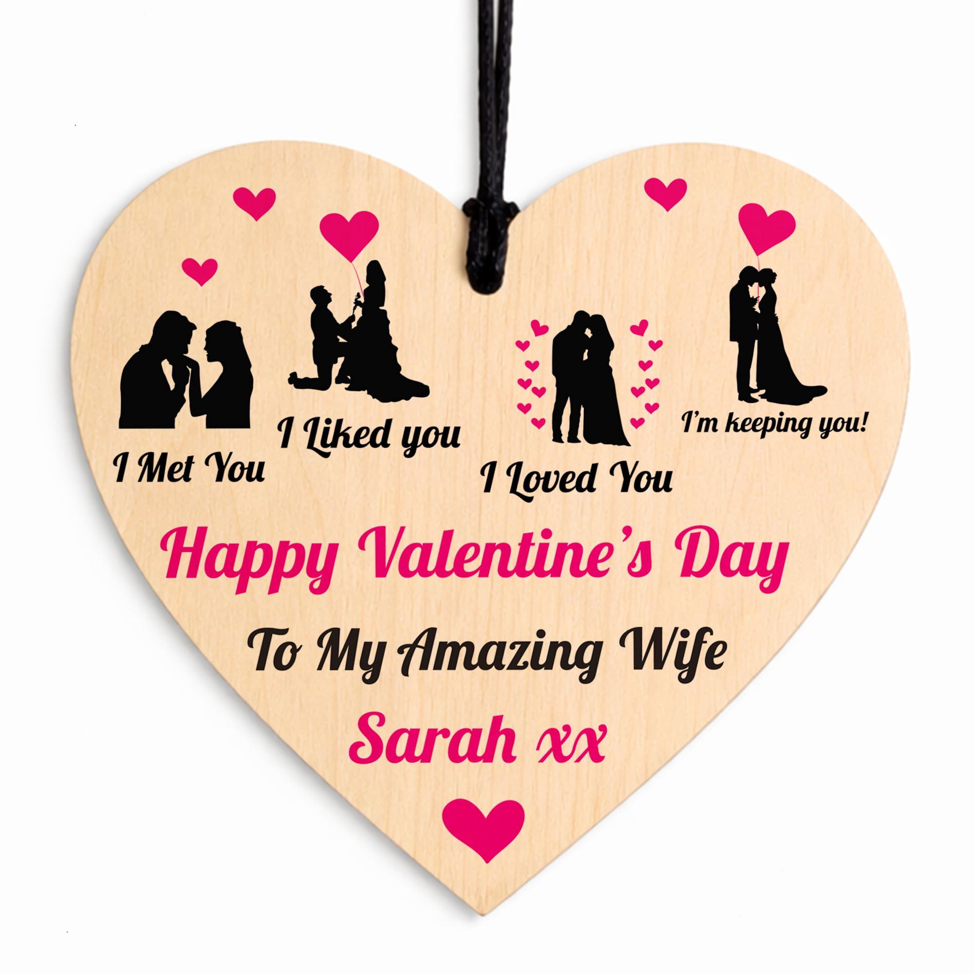 Red Ocean Personalised Valentines Day Gift For Wife, Wood Heart, Wife Gifts, Gift For Her, Gift From Husband, Romantic Gifts For Wife
