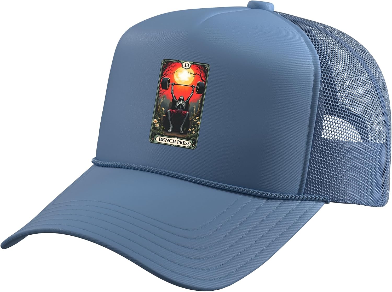 Funny Tarot Card Bench Press Gym Occult Workout Fitness Trucker Hat with Adjustable Mesh Back
