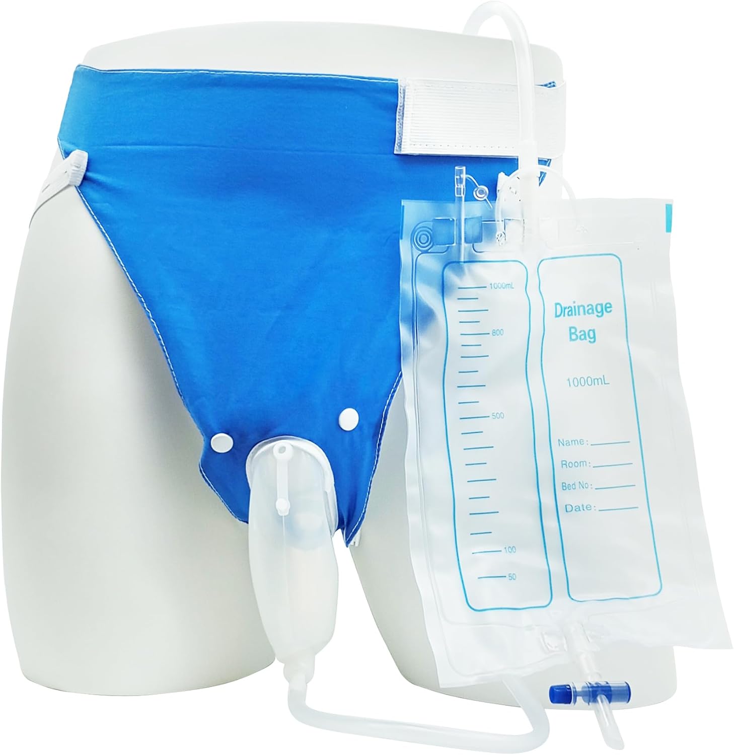 Urine Collection Bag, Portable Silicone Male Urinal with Leak Proof Catheter, and Drainage System for Male Incontinence bedridden Patients(Men's Style)