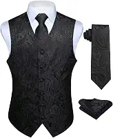 Conjunto de gravata masculina clássica 3 peças Paisley colete e gravata bolso quadrado formal colete para terno ou smoking